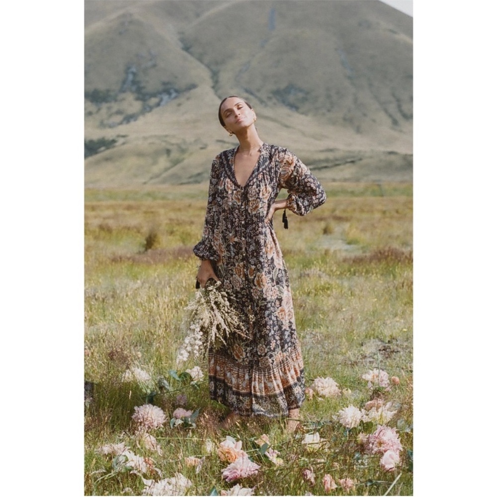 Spell & The Gypsy Collective Mystic Gown Nightfall Floral Tiered Maxi Dress - Picture 3 of 7